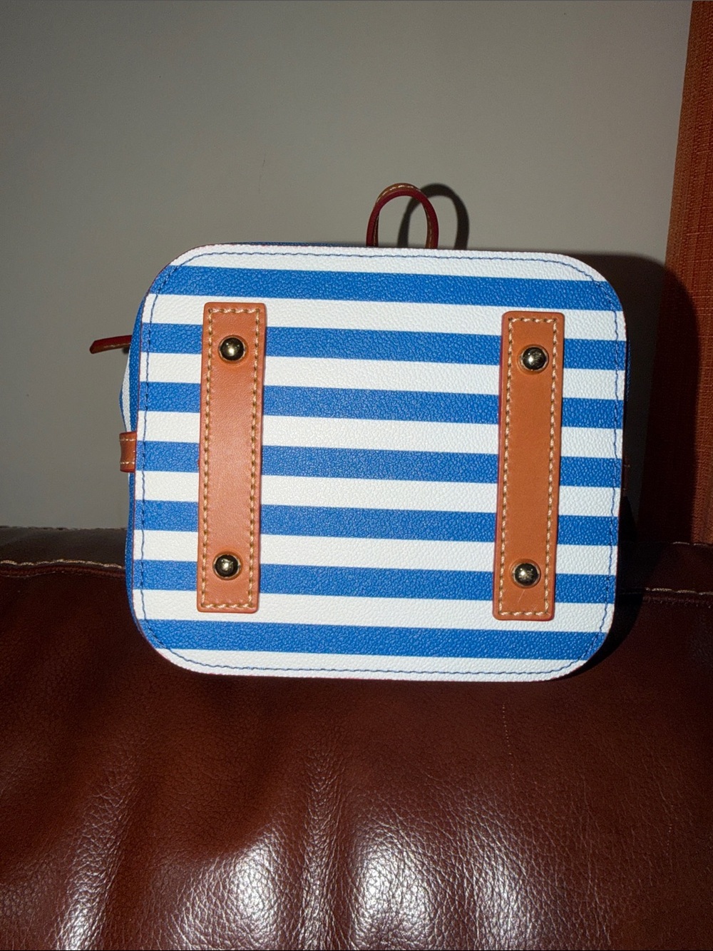 ‼️Dooney & Bourke Blue Striped Bucket Bag Crossbody Bag - Picture 6 of 12